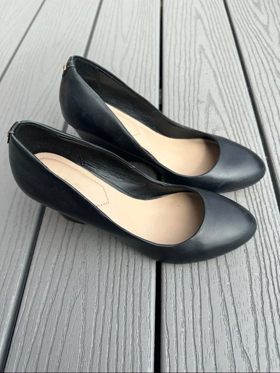 ALDO Black Leather Women's Round-Toe Wedge - Picture 2 of 8